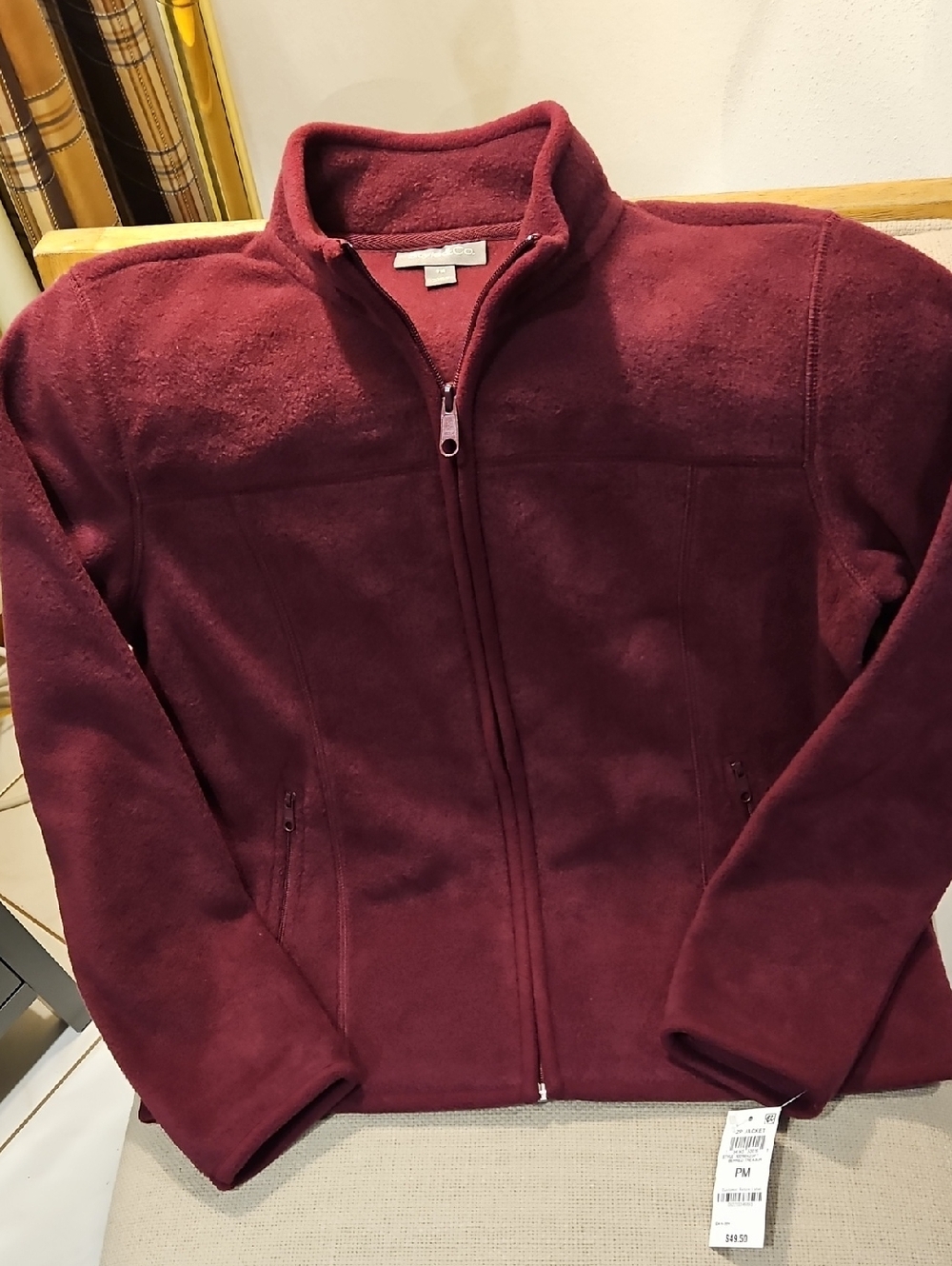 Style & Co. Burgundy Teddy Fleece Zip Jacket